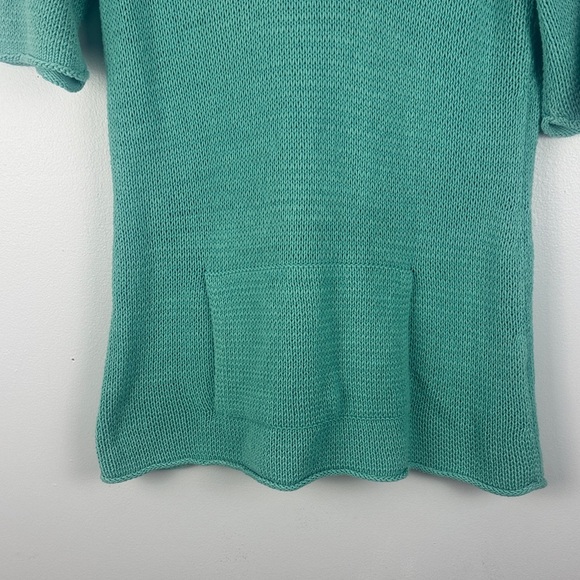 J. Jill Beachy Resort Wear Cotton Blend Teal Short Sleeve Medium Knit Hoodie - Picture 8 of 11